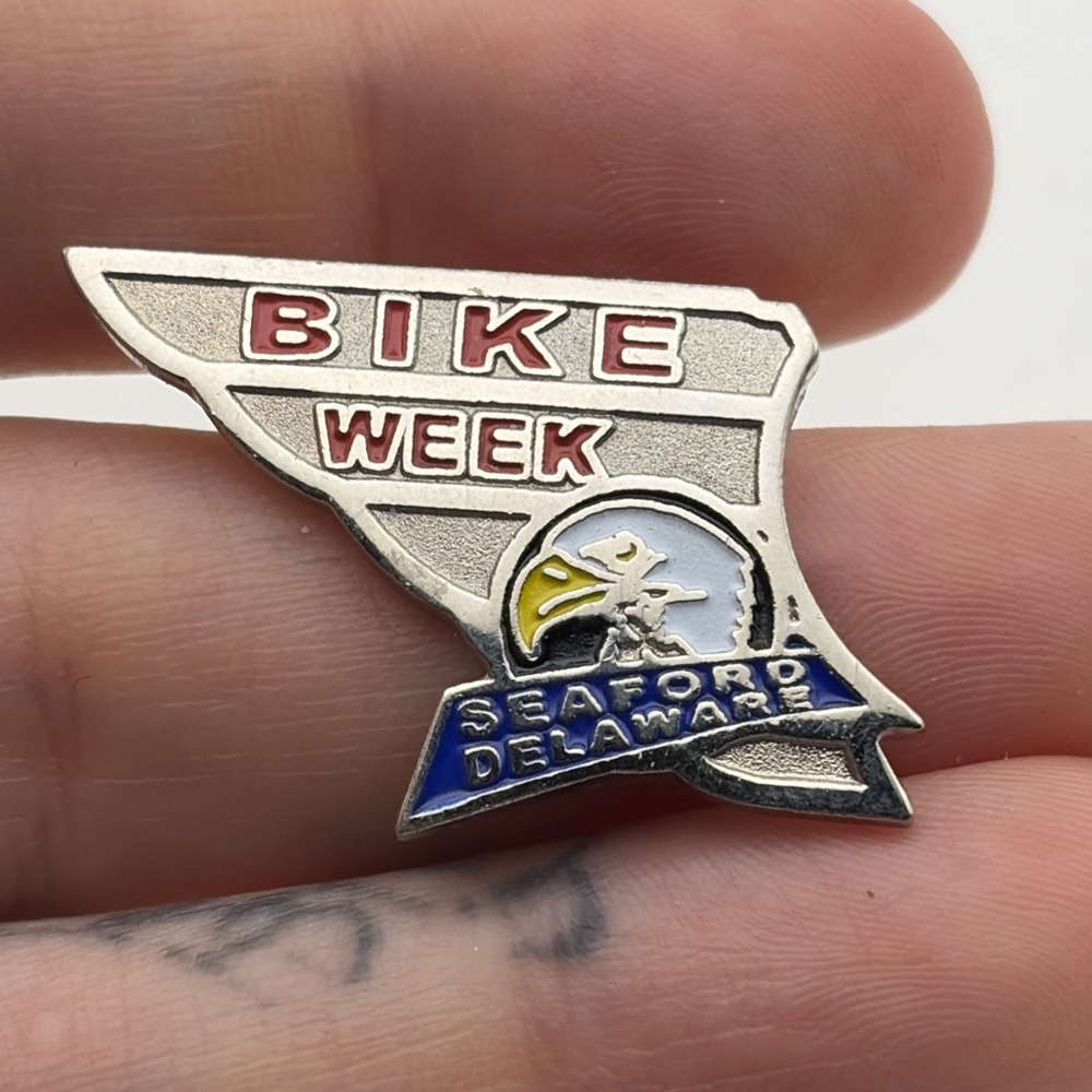 Seaford Delaware Bike Week Bald Eagle Motorcycles Lapel Hat Pin‎